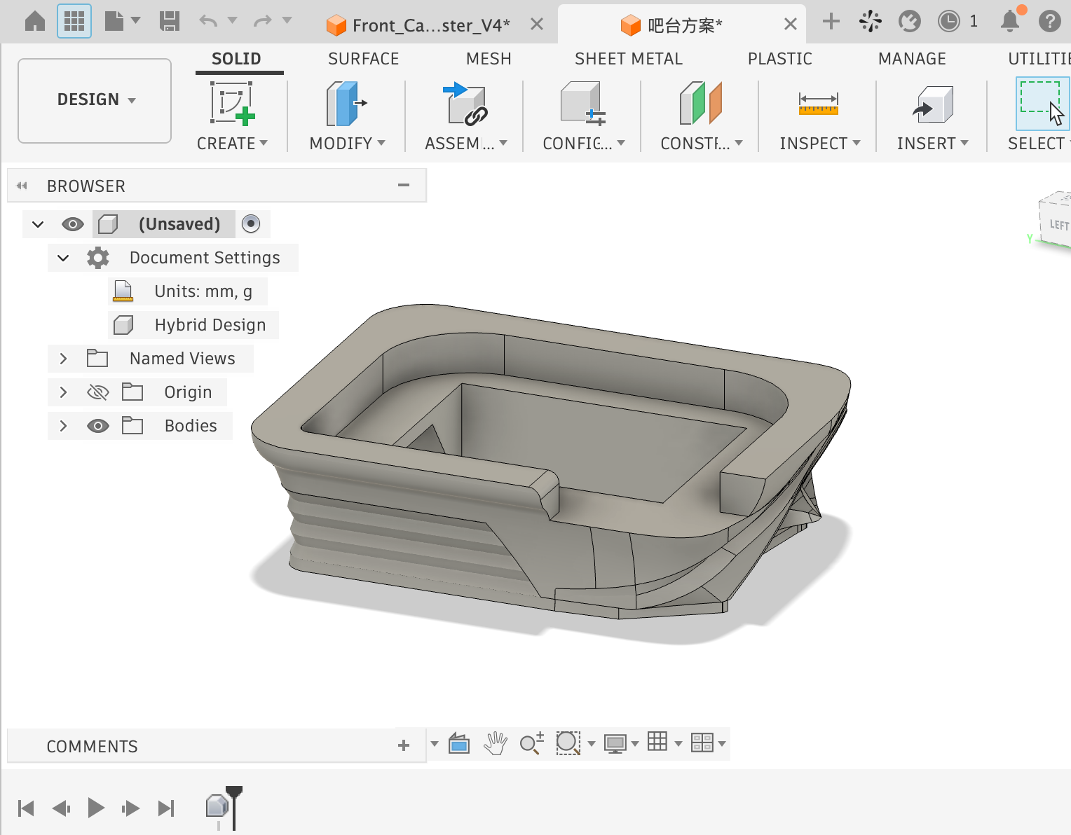Isometric CAD view exported from the reception counter STEP model